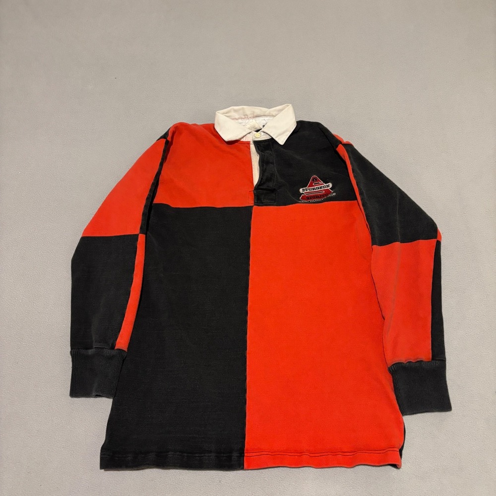Barbarian Rugby Polo Shirt Mens Medium Red Black Colorblock Jersey Casual Preppy
